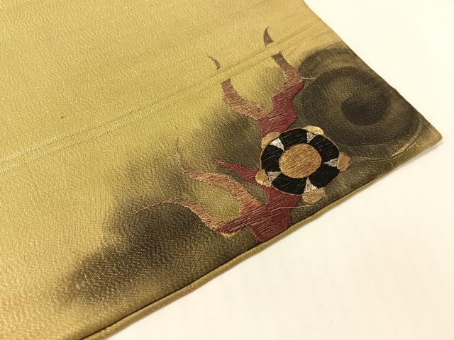 平和屋着物●アンティーク　大正ロマン　総手刺繍　九寸名古屋帯　手描き　雲龍　金銀糸　正絹　逸品　CABG1947vp