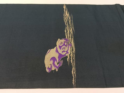 平和屋着物●アンティーク　大正ロマン　両面　六通柄京袋帯　犬　金糸　正絹　逸品　CABG1951vp