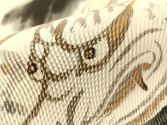平和屋着物●塩瀬　九寸名古屋帯　作家物　手描き　雲龍　金彩　正絹　逸品　CABG1955vp