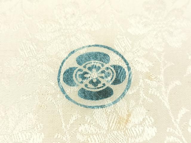 平和屋着物●アンティーク　大正ロマン　創作　総刺繍　全通柄袋帯　駒刺繍　飛鶴花松文　金銀糸　正絹　逸品　CABG1958vp