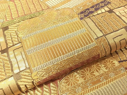 平和屋着物●つけ帯　慶祥重文　鎧威　金銀糸　正絹　逸品　CABG1960vp