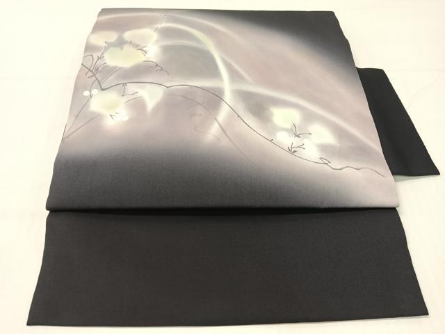 平和屋着物●塩瀬　つけ帯　手描き　草花文　正絹　逸品　未使用　CABG1962vp