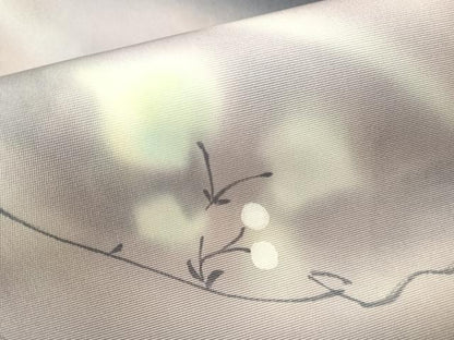 平和屋着物●塩瀬　つけ帯　手描き　草花文　正絹　逸品　未使用　CABG1962vp