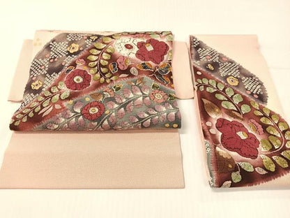 平和屋着物●つけ帯　手描き　絞り　辻が花　鬼しぼ縮緬　正絹　逸品　CABG1964vp