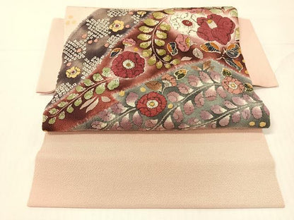 平和屋着物●つけ帯　手描き　絞り　辻が花　鬼しぼ縮緬　正絹　逸品　CABG1964vp
