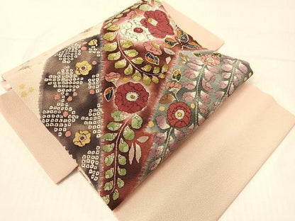 平和屋着物●つけ帯　手描き　絞り　辻が花　鬼しぼ縮緬　正絹　逸品　CABG1964vp