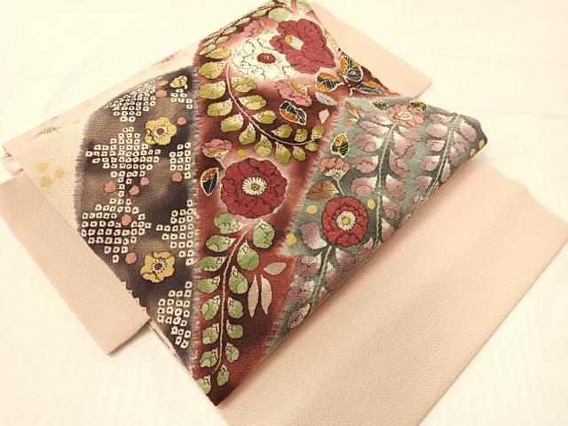 平和屋着物●つけ帯　手描き　絞り　辻が花　鬼しぼ縮緬　正絹　逸品　CABG1964vp