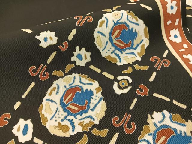 平和屋着物●塩瀬　九寸名古屋帯　吉祥花文　黒地　金彩　正絹　逸品　CABG1968vp
