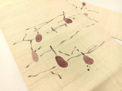 平和屋着物●九寸名古屋帯　手描き　生紬　成り物　正絹　逸品　CABG1978vp