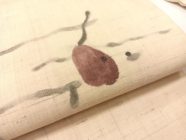 平和屋着物●九寸名古屋帯　手描き　生紬　成り物　正絹　逸品　CABG1978vp