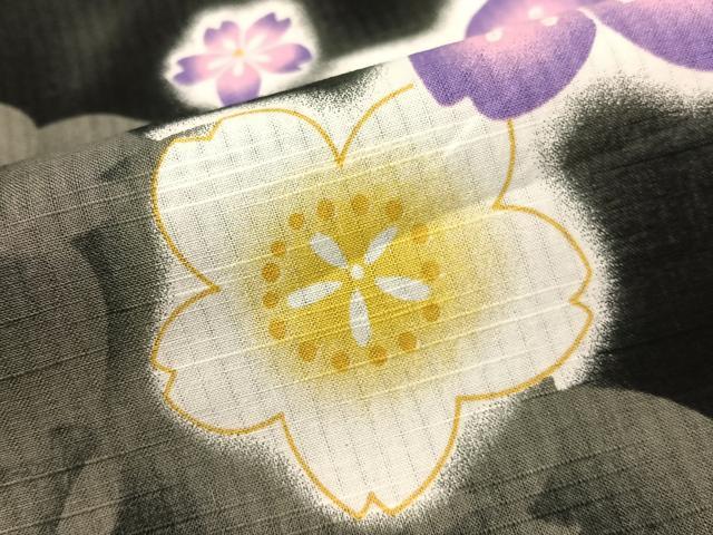 平和屋着物∴夏物　浴衣　舞花文　黒地　綿　逸品　CABG1982vp