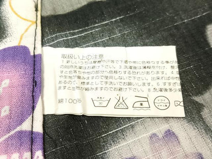 平和屋着物∴夏物　浴衣　舞花文　黒地　綿　逸品　CABG1982vp