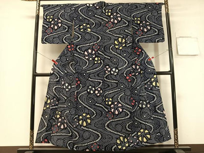 平和屋着物∴夏物　浴衣　有松鳴海絞り　流水毬文　綿　逸品　CABG1987vp