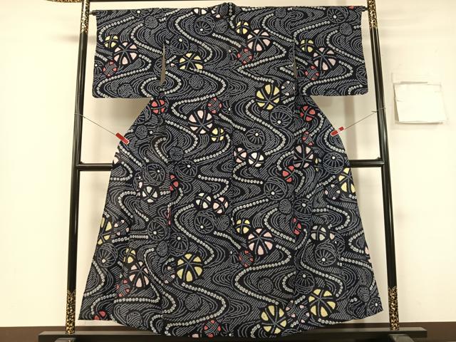 平和屋着物∴夏物　浴衣　有松鳴海絞り　流水毬文　綿　逸品　CABG1987vp
