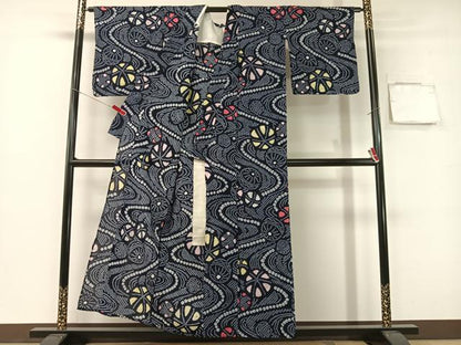 平和屋着物∴夏物　浴衣　有松鳴海絞り　流水毬文　綿　逸品　CABG1987vp