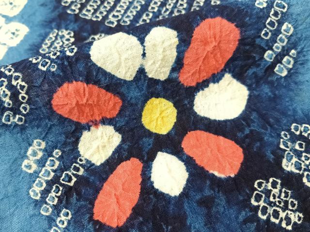 平和屋着物∴夏物　浴衣　有松鳴海絞り　花唐草間道　綿　逸品　CABG1988vp