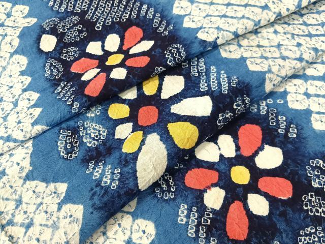平和屋着物∴夏物　浴衣　有松鳴海絞り　花唐草間道　綿　逸品　CABG1988vp
