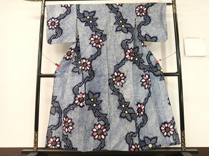 平和屋着物∴夏物　浴衣　有松鳴海絞り　草花文　綿　逸品　CABG1989vp