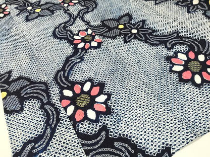 平和屋着物∴夏物　浴衣　有松鳴海絞り　草花文　綿　逸品　CABG1989vp