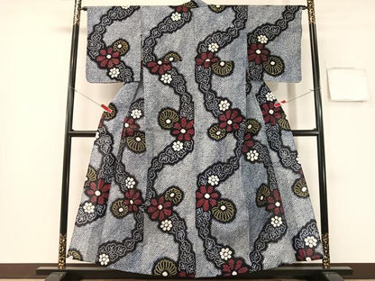 平和屋着物∴夏物　浴衣　有松鳴海絞り　菊花文　綿　逸品　CABG1990vp