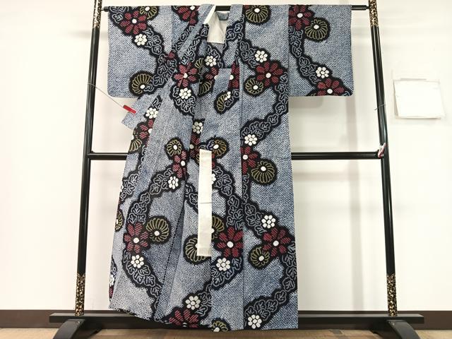 平和屋着物∴夏物　浴衣　有松鳴海絞り　菊花文　綿　逸品　CABG1990vp
