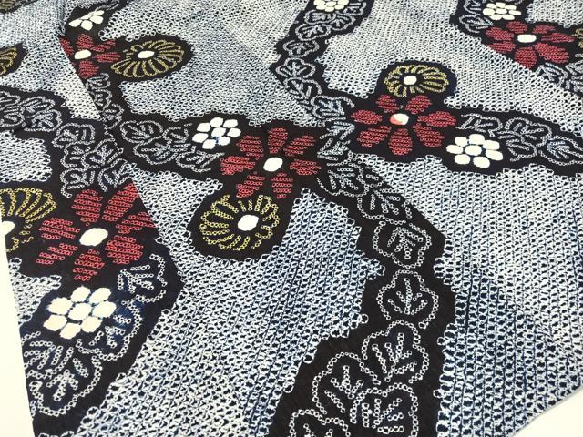 平和屋着物∴夏物　浴衣　有松鳴海絞り　菊花文　綿　逸品　CABG1990vp
