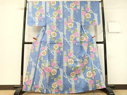 平和屋着物∴夏物　浴衣　トンボ　朝顔　綿　逸品　CABG1991vp