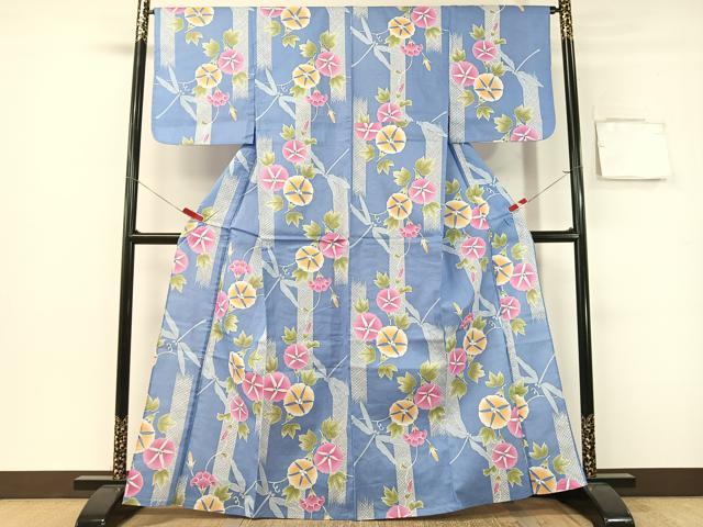 平和屋着物∴夏物　浴衣　トンボ　朝顔　綿　逸品　CABG1991vp