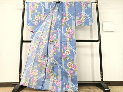 平和屋着物∴夏物　浴衣　トンボ　朝顔　綿　逸品　CABG1991vp
