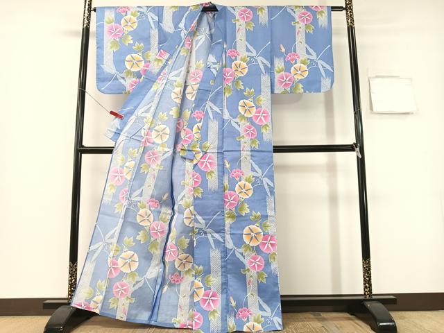 平和屋着物∴夏物　浴衣　トンボ　朝顔　綿　逸品　CABG1991vp