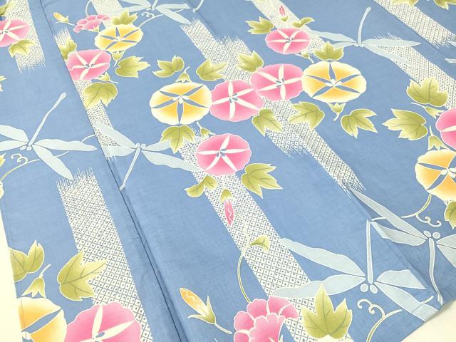 平和屋着物∴夏物　浴衣　トンボ　朝顔　綿　逸品　CABG1991vp