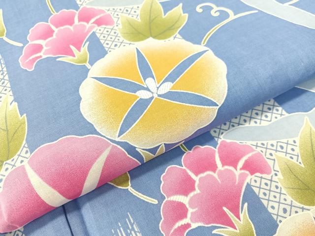 平和屋着物∴夏物　浴衣　トンボ　朝顔　綿　逸品　CABG1991vp
