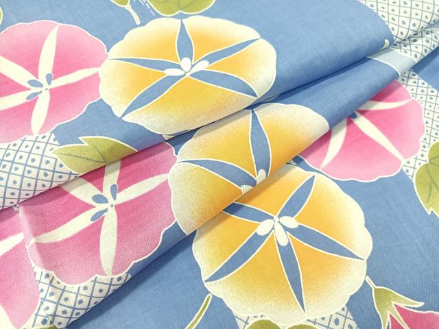 平和屋着物∴夏物　浴衣　トンボ　朝顔　綿　逸品　CABG1991vp