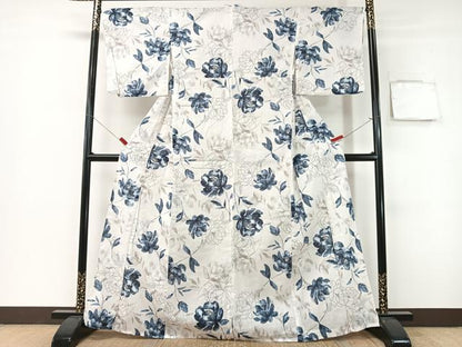 平和屋着物∴夏物　浴衣　草花文　綿　逸品　CABG1992vp