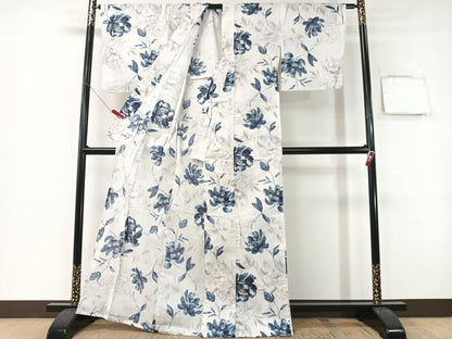 平和屋着物∴夏物　浴衣　草花文　綿　逸品　CABG1992vp