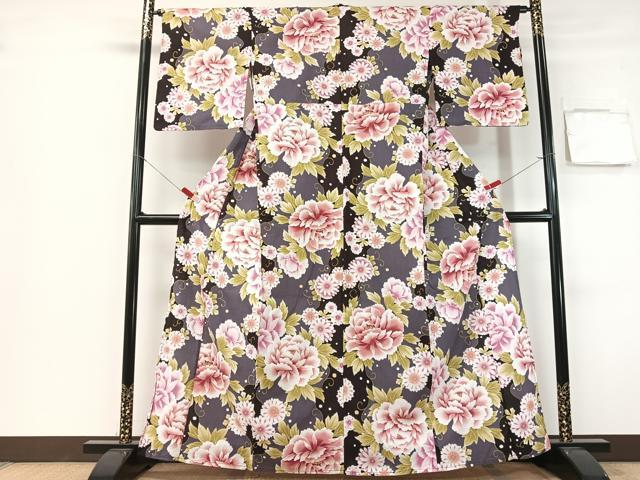 平和屋着物∴夏物　浴衣　花唐草文　金彩　綿　逸品　CABG1993vp