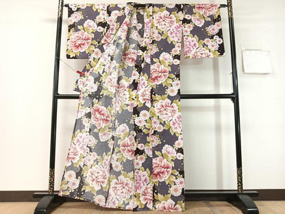 平和屋着物∴夏物　浴衣　花唐草文　金彩　綿　逸品　CABG1993vp