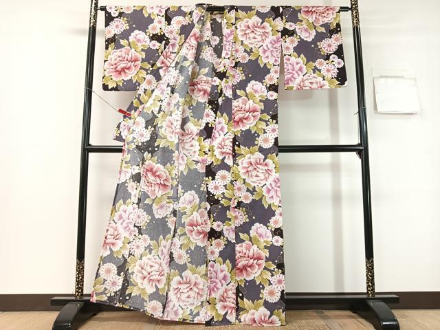 平和屋着物∴夏物　浴衣　花唐草文　金彩　綿　逸品　CABG1993vp