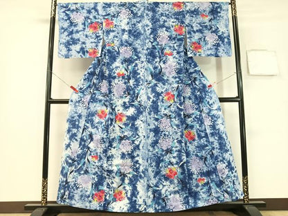 平和屋着物∴夏物　浴衣　草花文　綿　逸品　CABG1994vp
