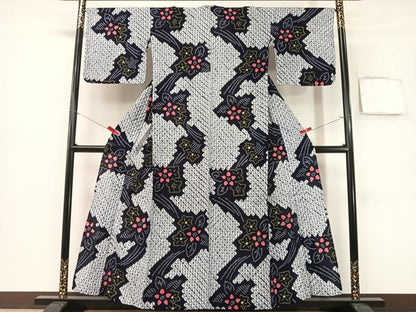 平和屋着物∴夏物　浴衣　有松鳴海絞り　舞花文　綿　逸品　CABG1995vp
