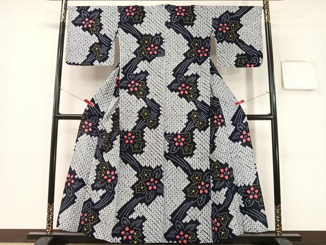 平和屋着物∴夏物　浴衣　有松鳴海絞り　舞花文　綿　逸品　CABG1995vp