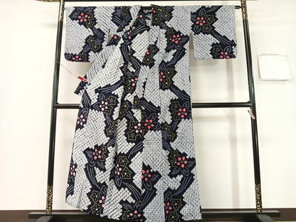 平和屋着物∴夏物　浴衣　有松鳴海絞り　舞花文　綿　逸品　CABG1995vp