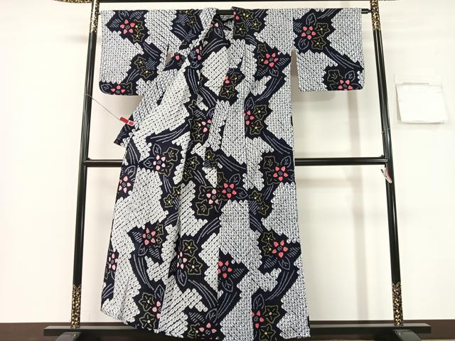 平和屋着物∴夏物　浴衣　有松鳴海絞り　舞花文　綿　逸品　CABG1995vp