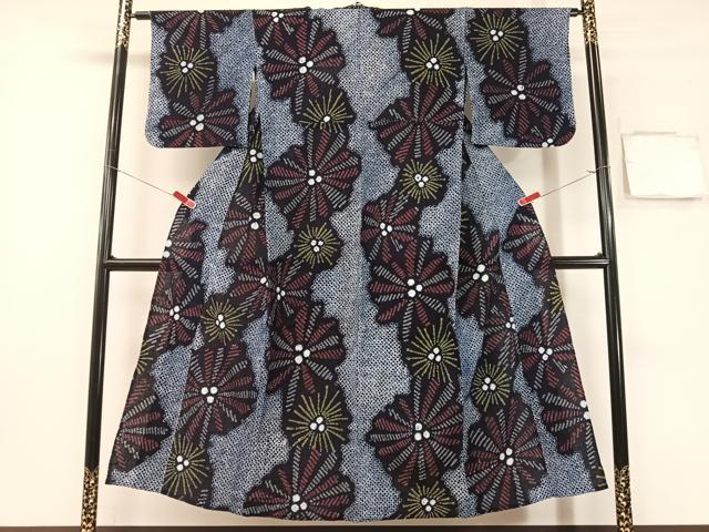 平和屋着物∴夏物　浴衣　有松鳴海絞り　舞花文　綿　逸品　CABG1996vp