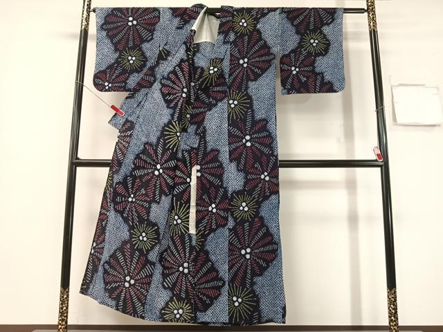 平和屋着物∴夏物　浴衣　有松鳴海絞り　舞花文　綿　逸品　CABG1996vp