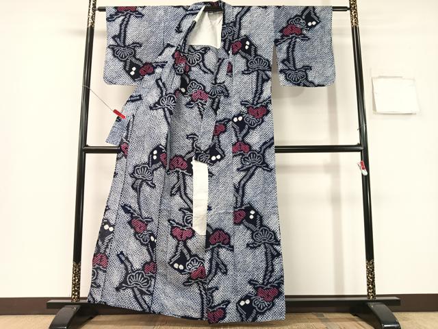 平和屋着物∴夏物　浴衣　有松鳴海絞り　松　綿　逸品　CABG1998vp