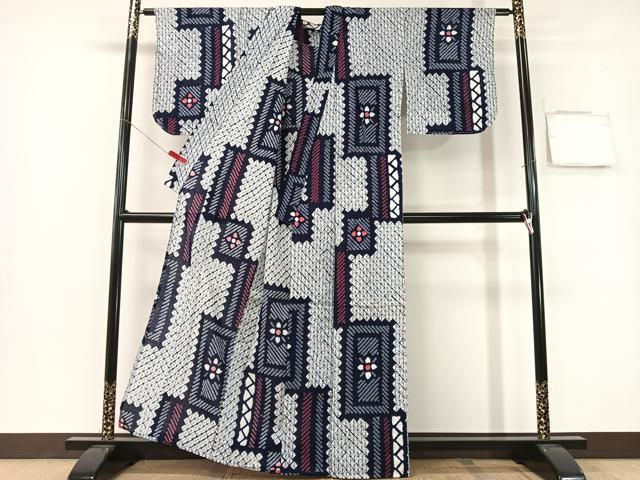 平和屋着物∴夏物　浴衣　有松鳴海絞り　吉祥花文　綿　逸品　CABG2000vp