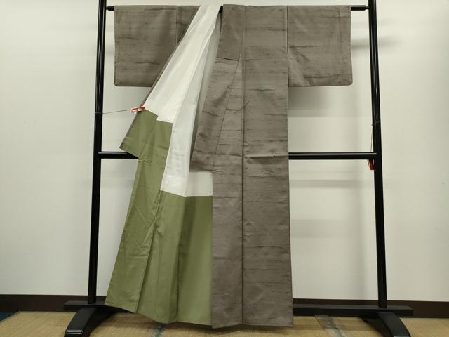 平和屋着物▽上質な紬　単衣　霞文　正絹　逸品　AABD0378fy 平和屋着物□上質な紬 霞文 正絹 逸品 CABG2002ze
