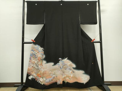 平和屋着物■豪華黒留袖 作家物 御所車飛鶴枝花文 暈し染め 金銀彩 正絹 逸品 CABG2013ze