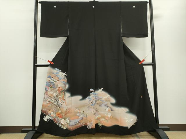 平和屋着物■豪華黒留袖 作家物 御所車飛鶴枝花文 暈し染め 金銀彩 正絹 逸品 CABG2013ze